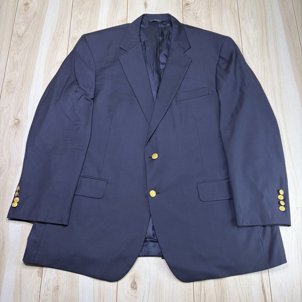 Brooks Brothers Country Club Loro Piana 120s Wool Gold Button Blazer Mens 48R